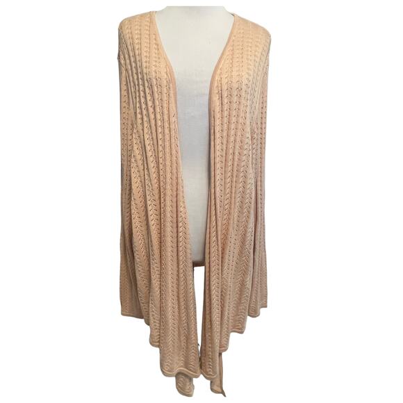 Soft Surroundings Silk Blend Inglis Cardigan Sweater Womens Size 2X Sand Draped - Picture 2 of 8